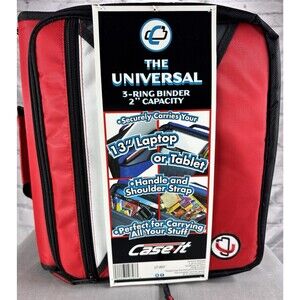 New Case-it The Universal 3 Ring Zipper Binder Laptop Case Handle/Shoulder Strap